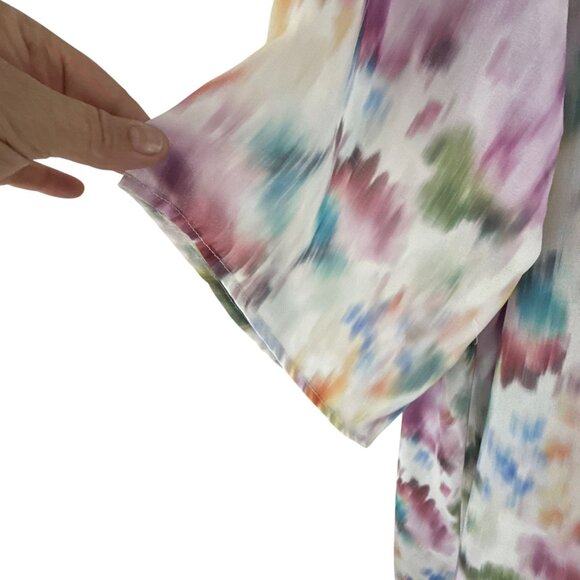 Torrid Size 3 Open Front Sheer Kimono Cardigan Watercolor Floral Drape - Picture 6 of 7